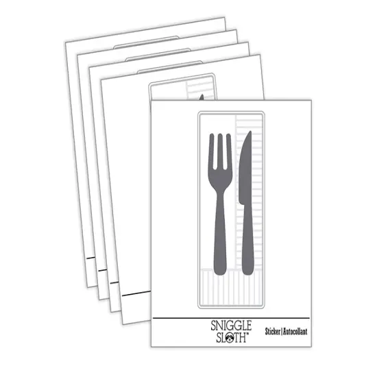 Fork and Knife Solid Silhouette Waterproof Vinyl Phone Tablet Laptop Water Bottle Sticker Set - 5 Pack {2}