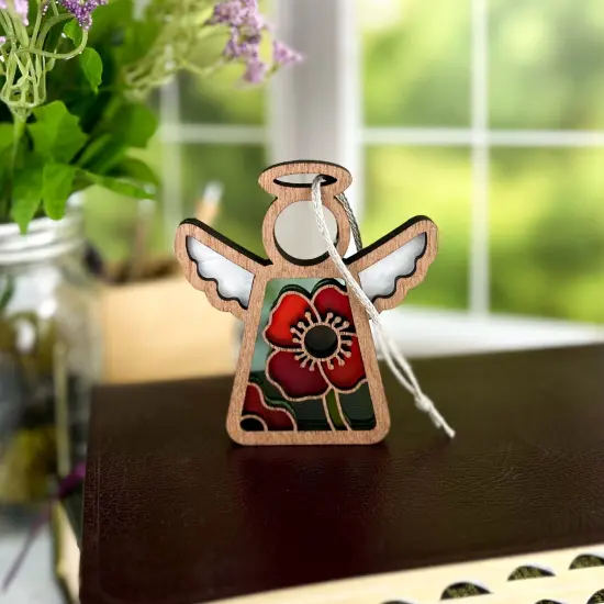 3.5" (H) Poppy Ornament - Handcrafted in Texas - Mother's Angels&reg; Christmas Angel Wings Figurine {4}