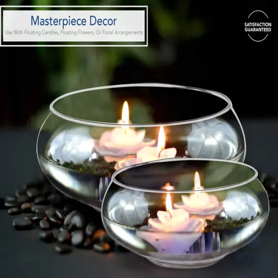 2 Pieces Flower Glass Vase, Bowl Terrarium Succulent Planter, Air Plant Hydroponic Display, Floating Candles Decorative Centerpiece Floral Container for Home or Wedding , Clear {6}