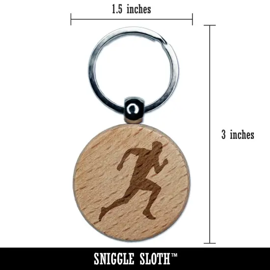 Man Running Marathon Cardio Exercise Engraved Wood Round Keychain Tag Charm {2}