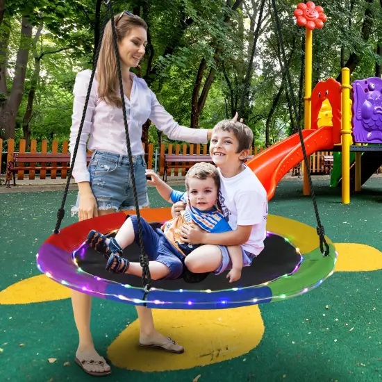 LED Lights Saucer Tree Swing for Kids Multicolored {1}