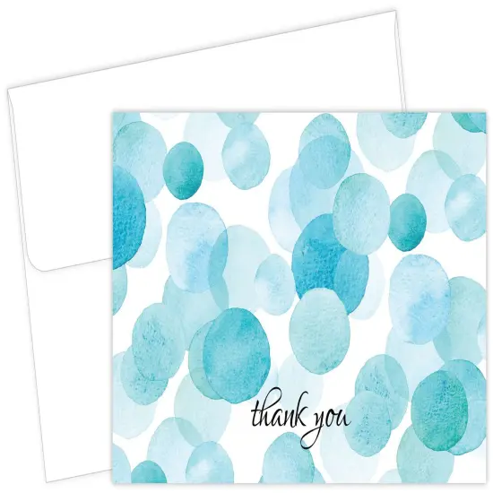 Great Papers! Thank You Note Card and White Envelope, Watercolor Dots, 4.75" x 3.375"(folded), 25 count {1}