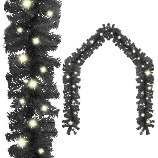 66 ft Black Christmas Garland with LED Lights {1}