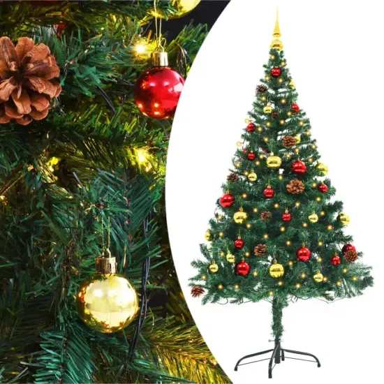 5 ft Green Christmas Tree with Baubles and LEDs {3}