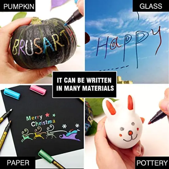 PANDAFLY Metallic Marker Pens, Set of 10 Medium Point Metallic Markers for Black Paper, Rock Painting, Scrapbooking Crafts, Card Making, Ceramics, DIY Photo Album {5}