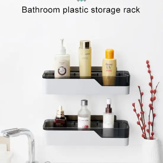 Wall-Mounted Corner Shower Caddy-Adhesive Bathroom Storage Organizer . {1}