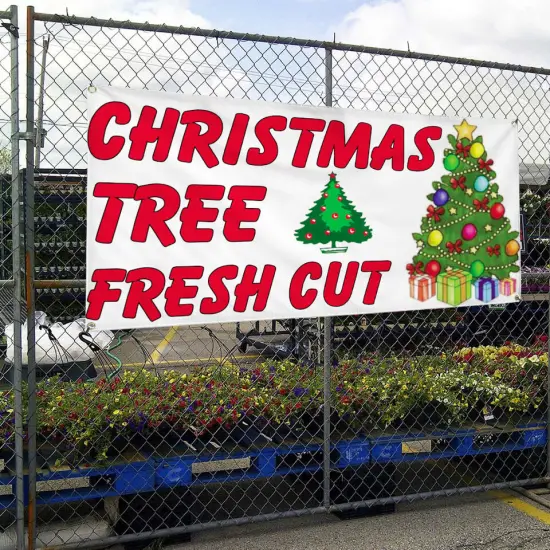 Vinyl Banner Multiple Sizes Christmas Tree Fresh Cut. {4}