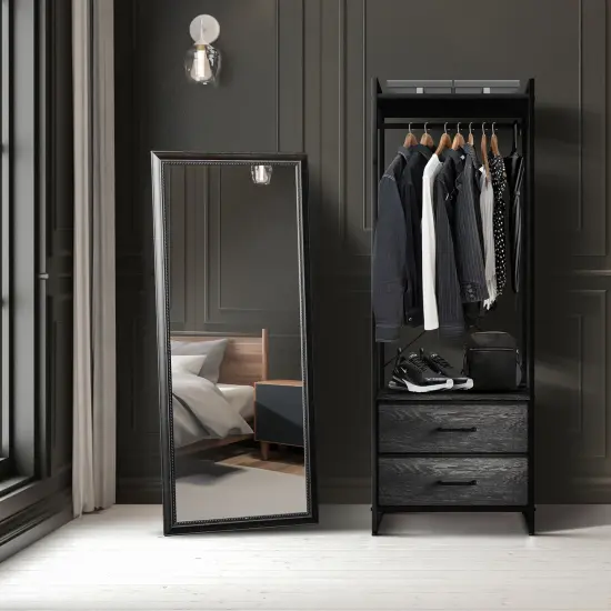 Sorbus Clothing Rack with Drawers - Clothes Stand Dresser - Wood Top, Steel Frame, & Fabric Drawers - Tall Closet Storage Organizer - Garment Rack for Hanging Shirts, Dresses, & Jackets Rustic black {2}