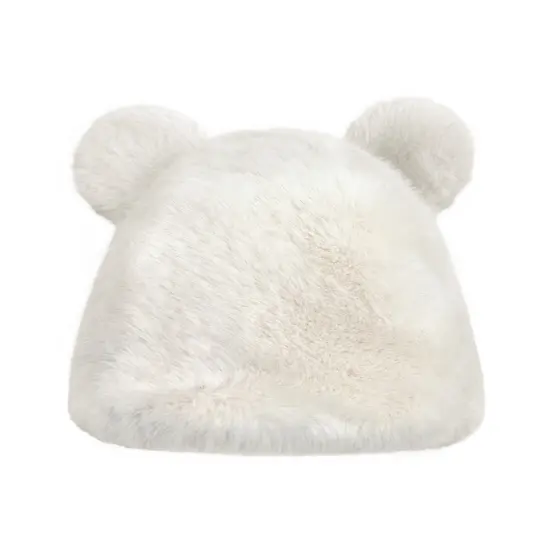 Wrapables Faux Fur Fluffy Bear Ears Winter Beanie Hat, White {1}