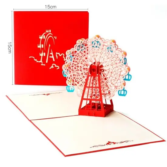 Kitcheniva Thanksgiving Christmas Ferris Wheel Pop Up Greeting 3D Card Gift Pink {1}