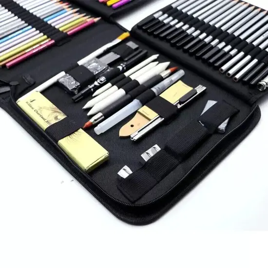 83 Pcs Drawing Kit Set Pencils with Sketch Charcoal, and Bag {2}
