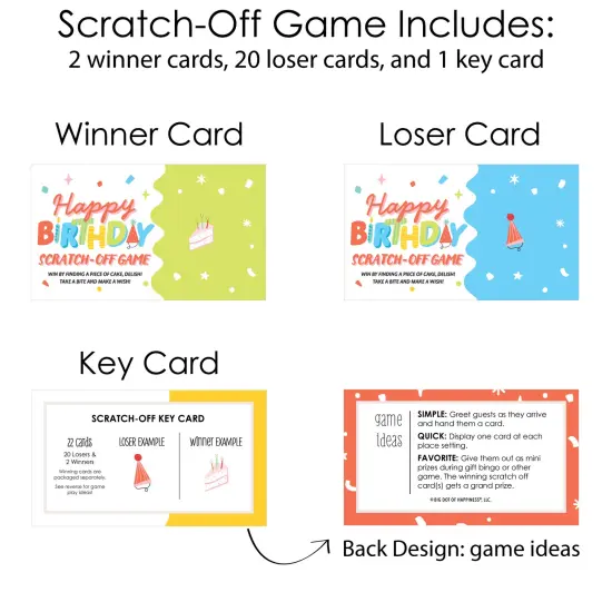 Big Dot of Happiness Party Time - Happy Birthday Party Game Scratch Off Cards - 22 Count {4}