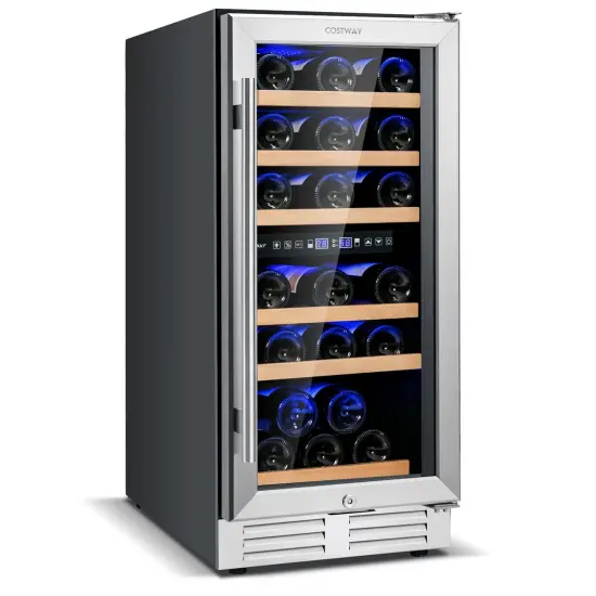 30-Bottle Freestanding Wine Cooler with Temp Memory and Dual Zones -Silver {3}