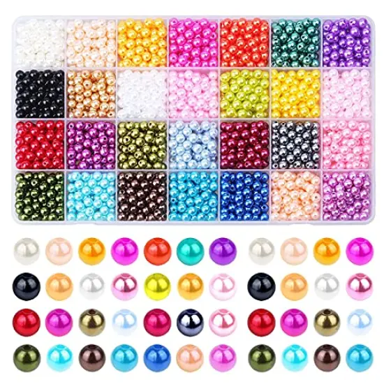 1960 PIECES Pearl Beads, 6mm 28 Colors Multicolor Loose Beads for Crafts with Holes for Jewelry Making, Small Filler Beads for Crafting Bracelet Necklace Earrings {2}