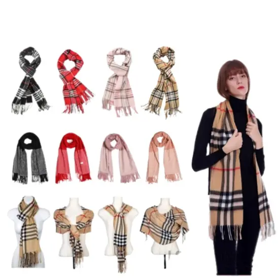 Kitcheniva Plaid Wool Soft Cashmere Winter Scarf Unisex Plaid-brown {1}