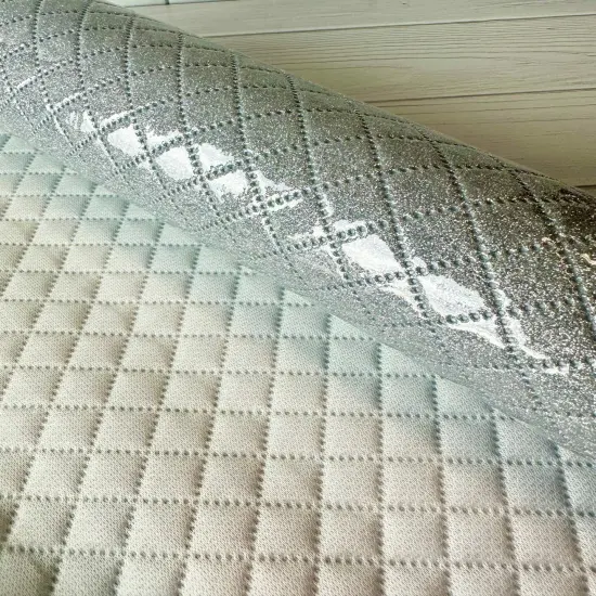 Silver Glitter Diamond Quilted Vinyl {1}