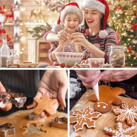 20 Pieces Christmas Cookie Cutters, Hibery Holiday Cookie Cutters Christmas, Reindeer, Snowflake, Christmas Tree, Gingerbread Man, Santa, Bell & More Cookie Cutters Christmas Shapes {3}