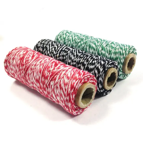 Wrapables Cotton Baker's Twine 4ply 330 Yards (Set of 3 Spools x 110 Yards) for Gift Wrapping, Party Decor, and Arts and Craft (Dark Green, Black, Red) {2}
