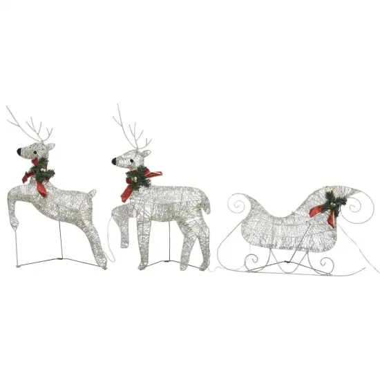 Outdoor Gold Christmas Decoration with 60 LEDs - Reindeer & Sleigh {1}