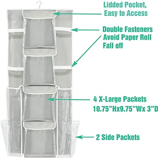 Double-Sided Hanging Gift Wrap Organizer Storage Pockets, (Set of 1) {3}