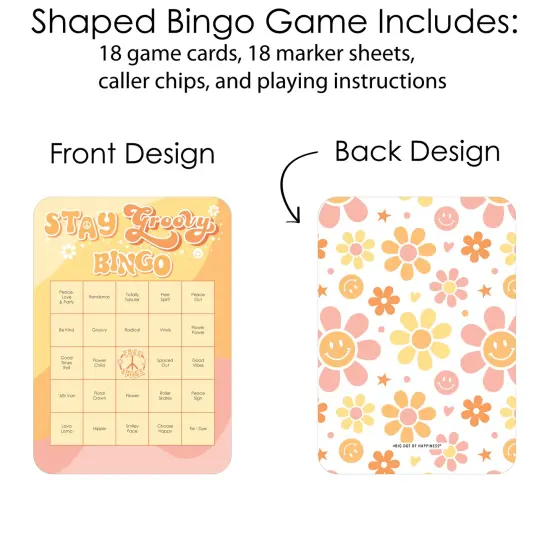 Big Dot of Happiness Stay Groovy - Bingo Cards and Markers - Boho Hippie Party Bingo Game - Set of 18 {3}