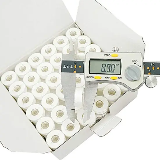 144 Pieces Type L (SA155) Size White Prewound Bobbin Thread Plastic Side for Particular Embroidery and Sewing Machines - 90 Weight Cottonized Soft Feel Polyester Sewing Thread {5}