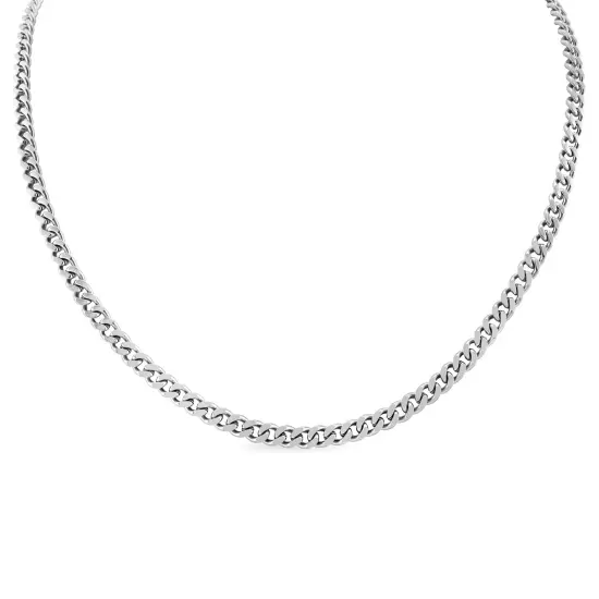 Stainless Steel Diamond Cut Curb Chain Necklace {3}
