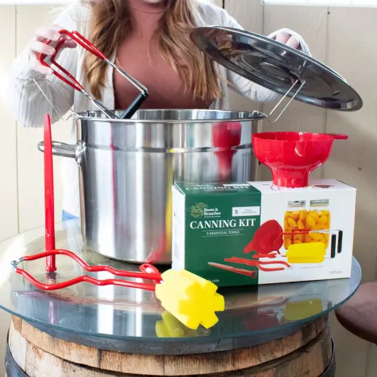 Lehman's Starter Canning Kit, Essential 7 Pc Set with Stainless Steel Water Bath Canner Stockpot, Rack and Essential Toolset {7}