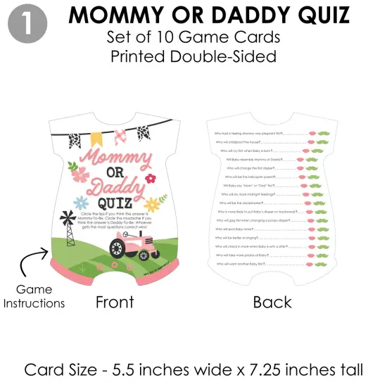 Big Dot of Happiness Girl Farm Animals - 4 Pink Barnyard Baby Shower Games - 10 Cards Each - Gamerific Bundle {6}