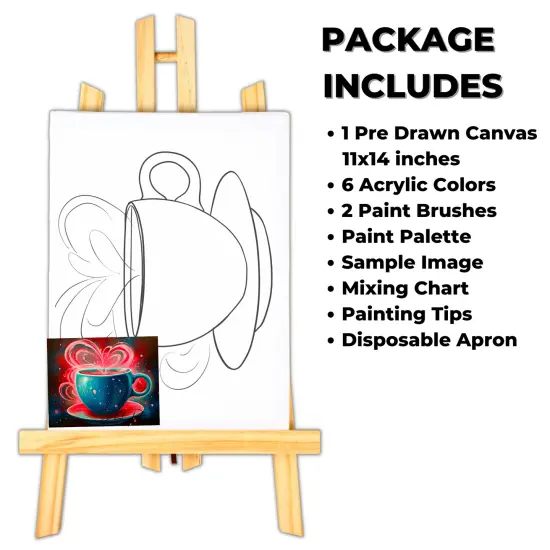 "Red Hot Drink" DIY Canvas Art Kit, Adult Beginner, Acrylic Paint Size 11x14 inch {2}