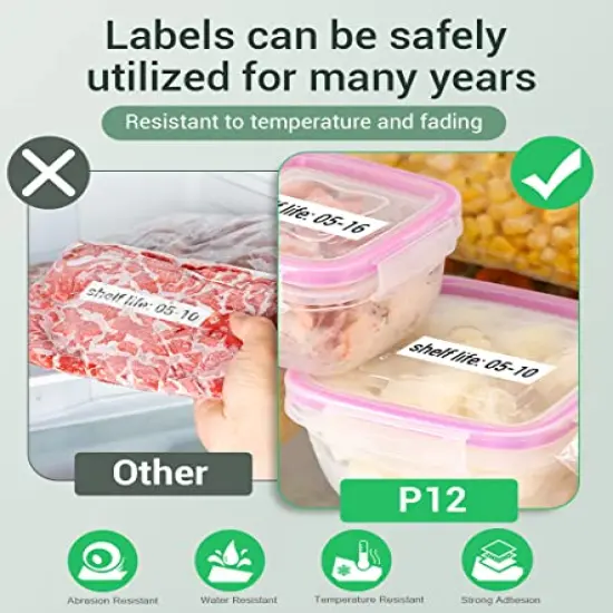 Label Makers Machine with Tape P12, Mini Sticker Maker with Font for Home Office Organization, Portable Bluetooth Label Printer Support Color Printing, with Labels {3}