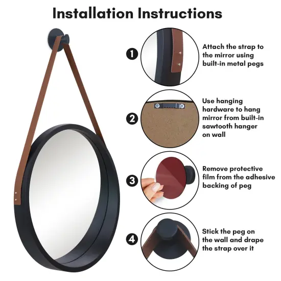 Americanflat Round Mirror - Hanging Mirror for Wall - Circle Mirror for Bathroom, Bedroom, Entryway, Living Room - Large Mirror for Wall Decor {11}