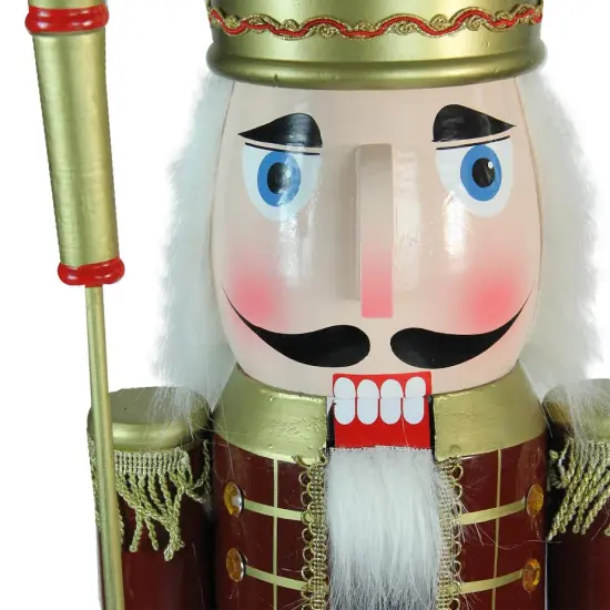 Northlight 48" Burgundy and White Wooden Christmas Nutcracker King with Scepter Red {5}