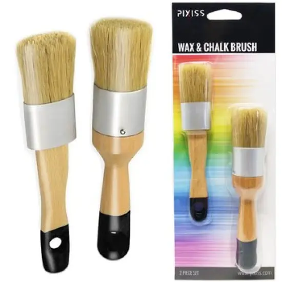 Chalk Furniture Paint Brushes for Furniture Painting, Milk Paint, Wax, Stencil Brushes, Home Furniture Paint - 2 Piece Round Chalked Paint Brushes Set {1}