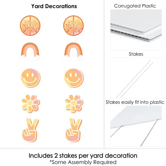 Big Dot of Happiness Stay Groovy - Lawn Decorations - Outdoor Boho Hippie Party Yard Decorations - 10 Piece {6}