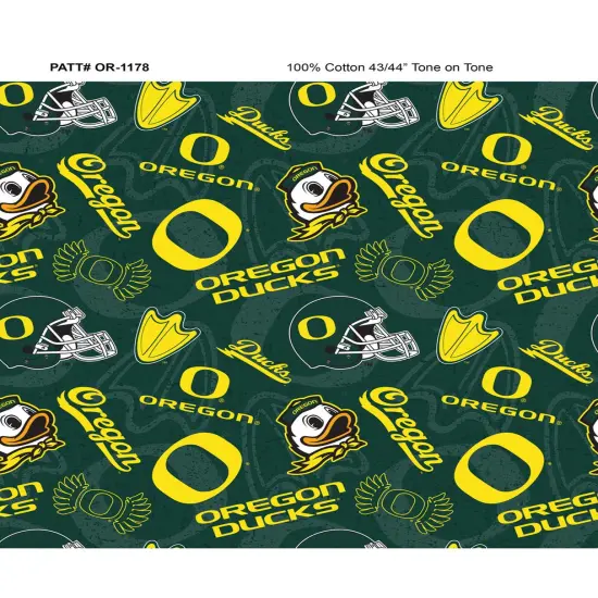 Sykel Enterprises-University of Oregon Cotton Fabric-Oregon Ducks Tone On Tone Cotton Quilting Fabric {1}