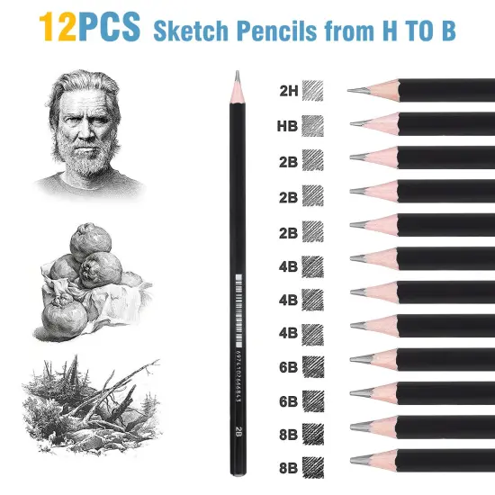 22Pcs Professional Sketch Pencils+Charcoal {4}