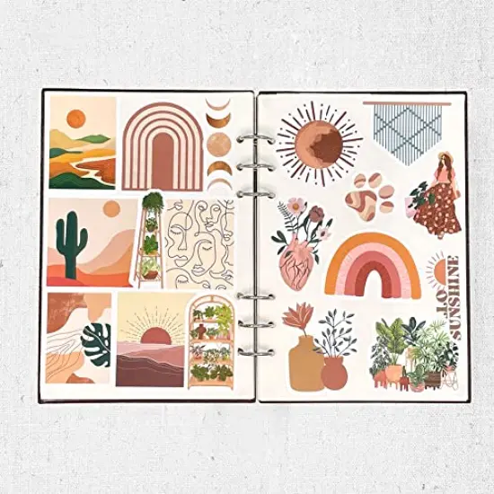 200 Pieces Aesthetic Boho Stickers, Cute Vinyl Waterproof Stickers for Water Bottles Laptop Phone Journaling Scrapbook Junk Journal, Small Business Supplies, Plant Sticker Packs for Adults Teens {5}