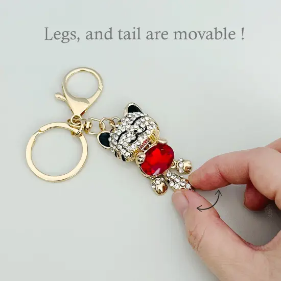 Wrapables Crystal Bling Key Chain Keyring with Tassel Car Purse Handbag Pendant Ruby Kitty {9}