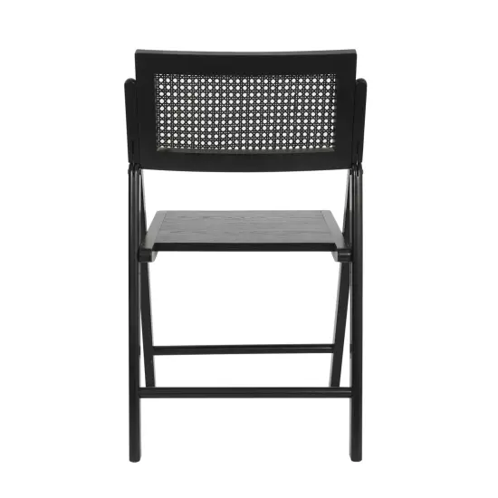 Merrick Lane Gordon Set of 2 Cane Rattan Folding Chairs Black {4}