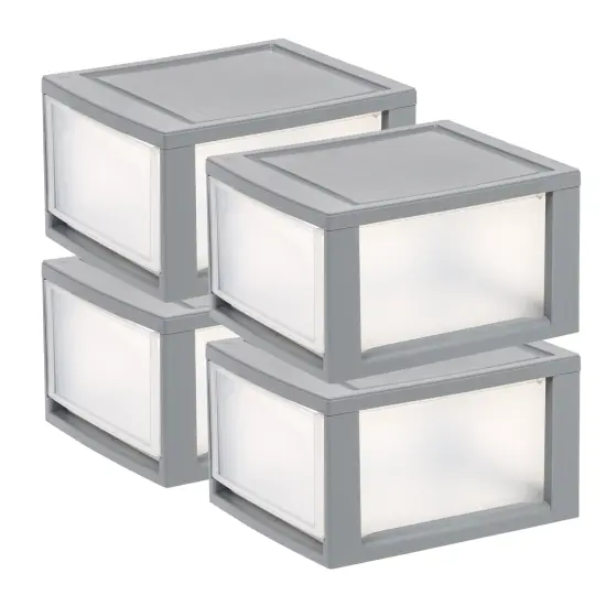 IRIS USA 4Pack 14 Quart Stackable Clear View Plastic Storage Drawer, Gray {2}