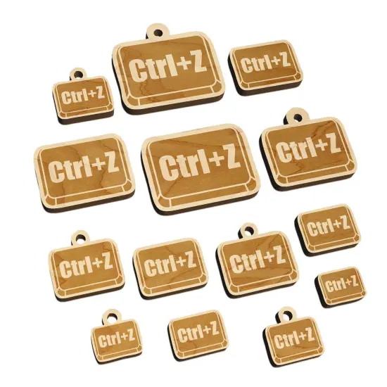 Ctrl Z Undo Button Mini Wood Shape Charms Jewelry DIY Craft {7}