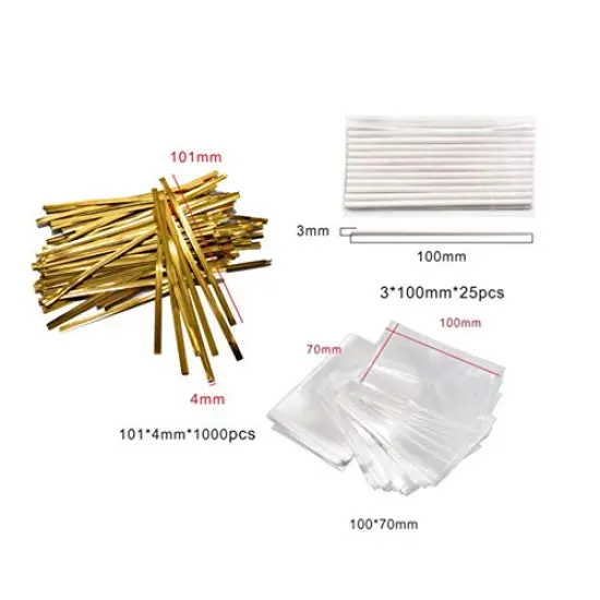 12 Capacity Silicone Lollipop Molds,Chocolate Hard Candy Mold with 50 Pieces 4 inch Lollypop sucker sticks,Candy Treat Bags,gold ties. (Round pink) {5}