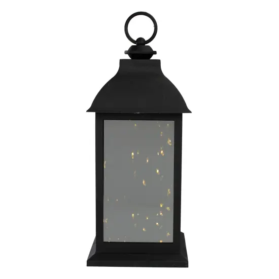Northlight 12.4-Inch LED Lighted Battery Operated Lantern Warm White Flickering Light Black {4}