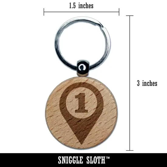 Map Location 1 Marker Engraved Wood Round Keychain Tag Charm {2}