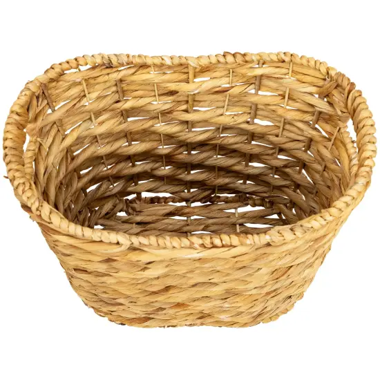 Northlight Set of 3 Oval Braid Weave Water Hyacinth Baskets with Built-in Handles 17.25" Brown {4}