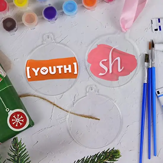 20Pcs 3 Inch Clear Blank Acrylic Christmas Ornaments 2023 Unfinished Round Acrylic Christmas Ornaments for DIY Craft Hanging Ornaments for Christmas Tree Decoration Xmas Day Home Party Decorations {2}