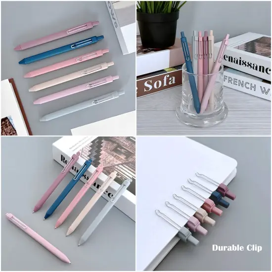 Wrapables Retractable Black Ink Gel Pens, 0.5mm Fine Point, Stationery Supplies for Home Office School (Set of 6), Stormy {3}