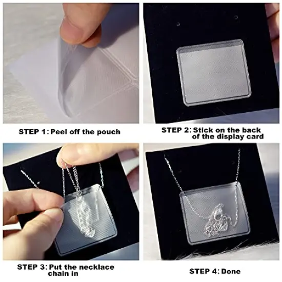 100 Pieces Necklace Chain Adhesive Pouch for Necklace Display Cards, Self-Adhesive Necklace Chain Pockets Clear Jewelry Bags Necklace Chain Pouch to Hold Loose Chain Jewelry Supplies (100 pcs) {4}