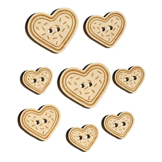 Heart Sprinkle Cookie Wood Buttons for Sewing Knitting Crochet DIY Craft {7}